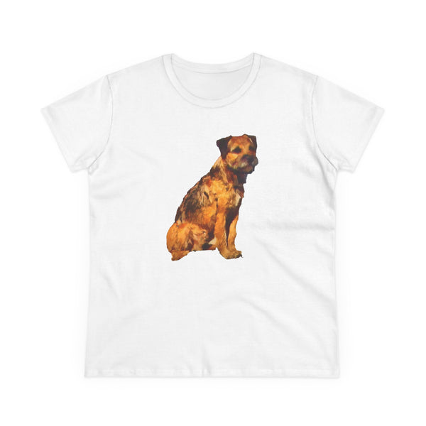 Charming Border Terrier 'Andrew' Women's Midweight Cotton Tee