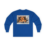 Shetland Sheepdog 'Sleepy Sheltie' Unisex Cotton Long Sleeve Tee