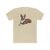 Boston Terrier - Brown & White  - Men's Fitted Cotton Crew Tee