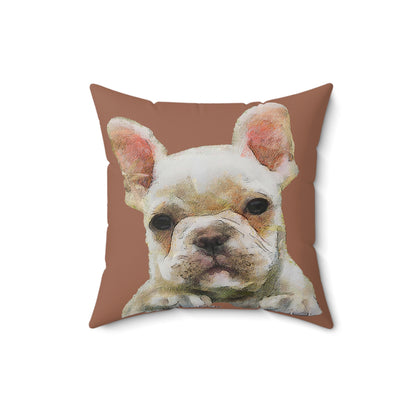 French Bulldog 'Bouvier' Spun Polyester Throw Pillow