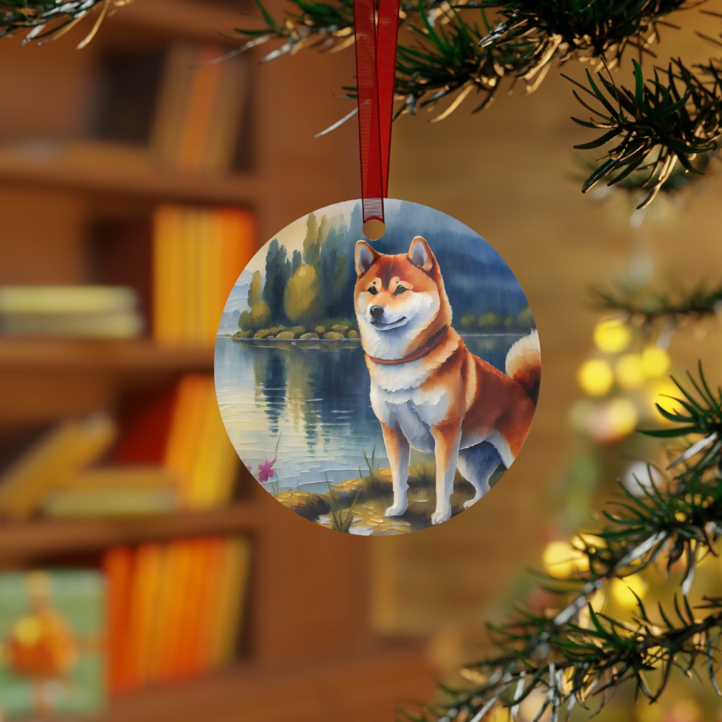 Shiba Inu Christmas Tree Metal Ornaments