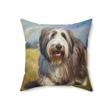 Bearded Collie Spun Polyester Square Pillow