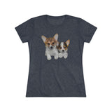 Welsh Corgi 'Cousins' Women's Slim Fit Triblend Tee