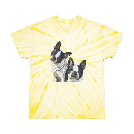 Boston Terriers 'Skipper & Dee Dee' Unisex Cotton Tie-Dye Tee, Cyclone