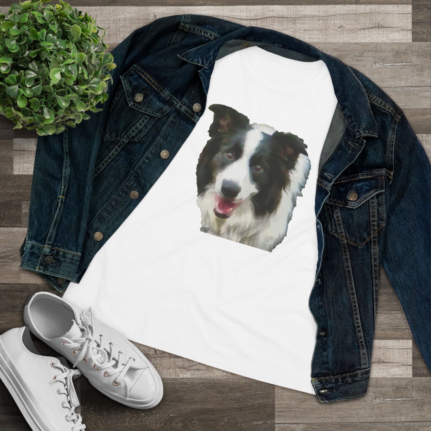 Border Collie 'Archie' Women's Relaxed Fit Cotton Tee