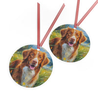 Nova Scotia Duck Tolling Retriever 'Dixie' Metal Ornaments