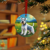 White Schnauzer Metal Ornaments