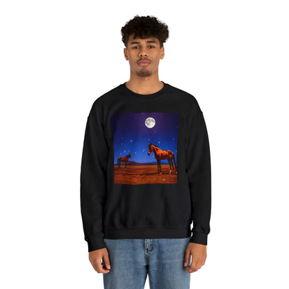 Horses in Moonlight - 	 Unisex 50/50 Crewneck Sweatshirt