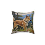 Shikoku - Japanese Hunting Dog - Spun Polyester Throw Pillow