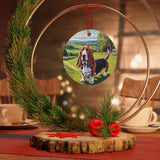 Basset Hound  --  Christmas Tree Metal Ornaments