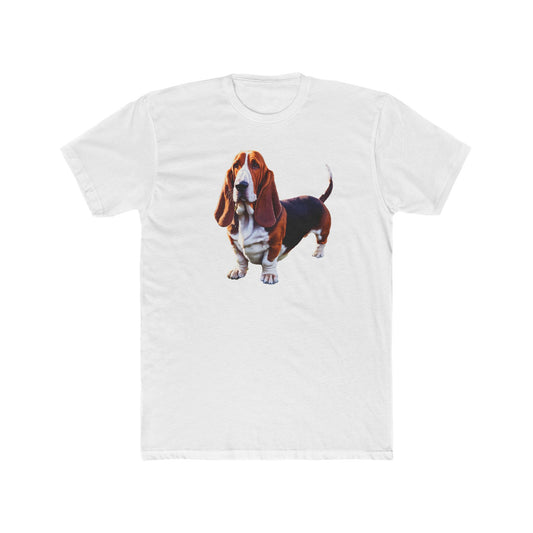 Basset Hound Men's Fitted Cotton Crew Tee
