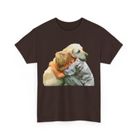 Yellow Labrador Retriever and Child Unisex Heavy Cotton Tee by DoggyLips ™