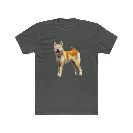 Akita Men's Fitted Cotton Crew Tee - Artistic Elegance for Everyday Wear
