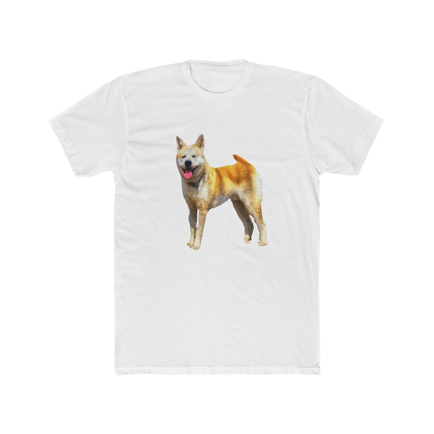 Akita Men's Fitted Cotton Crew Tee - Artistic Elegance for Everyday Wear