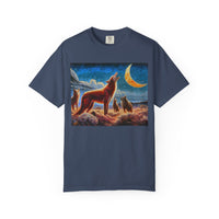Coyotes under Moonlight Unisex Relaxed Fit Garment-Dyed T-shirt