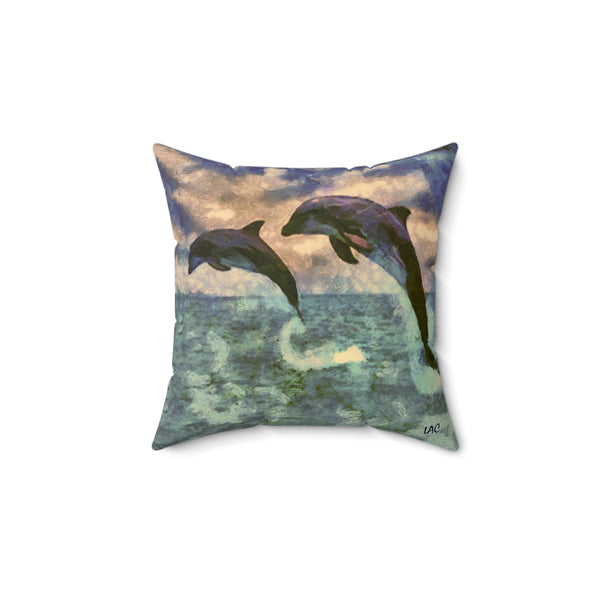 Dolphine 'Flip & Flop'  -  Spun Polyester Throw Pillow