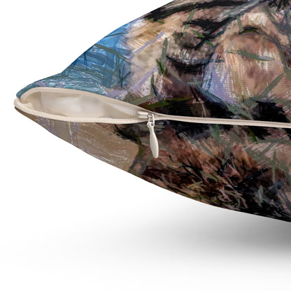 Cat 'Teris of Tinos' Spun Polyester Throw Pillow