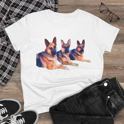 German Shepherd 'Trio' Women's Midweight Cotton Tee