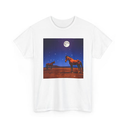 Horses in the Moonlight - Unisex Heavy Cotton Tee