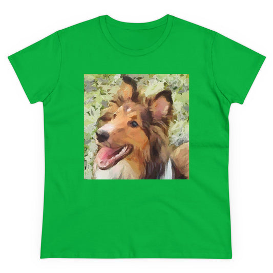 Sheltie - Shetland Sheep Dog 'Sheltie Mae' Women's Midweight Cotton Te