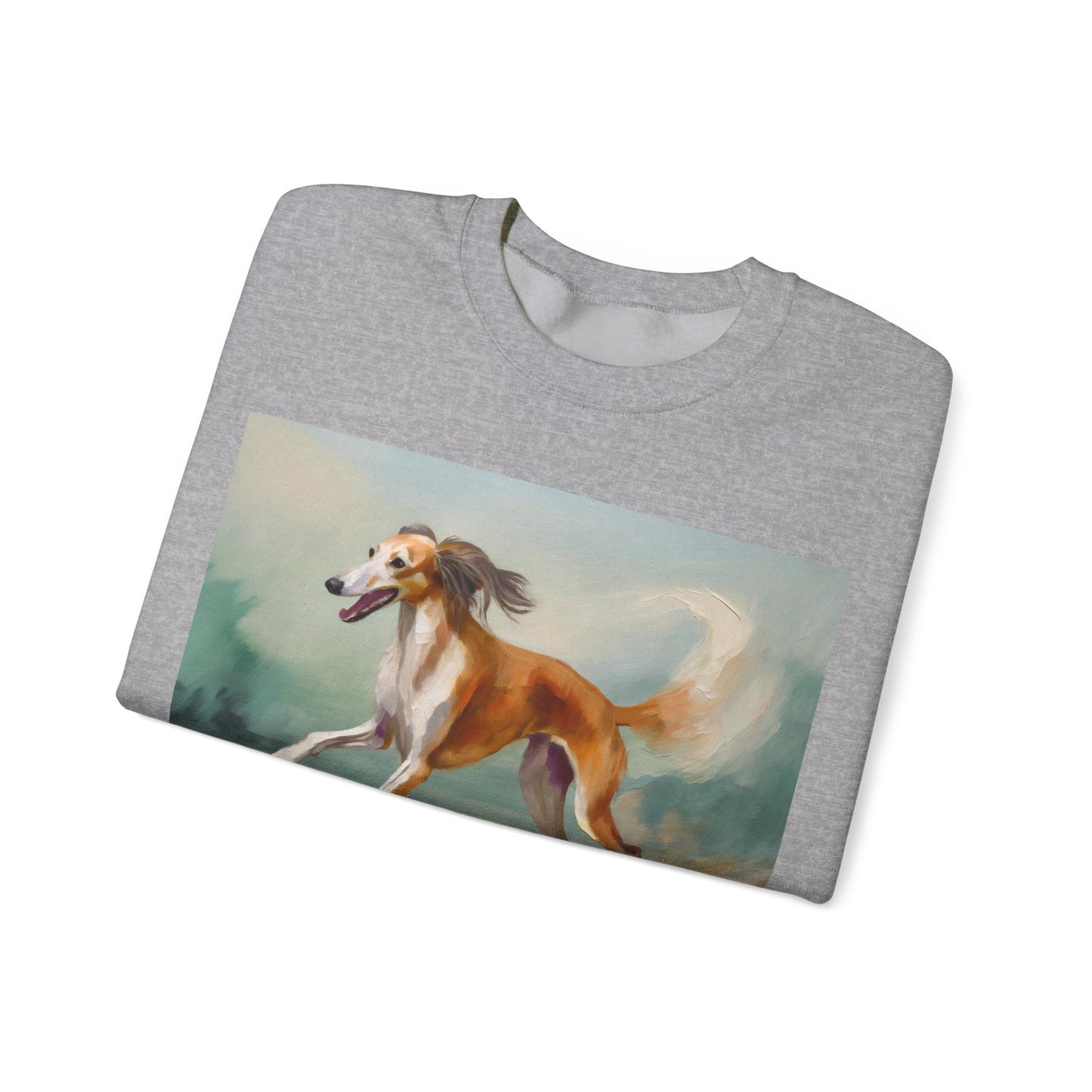 Saluki 'On the Run' Unisex 50/50 Crewneck Sweatshirt