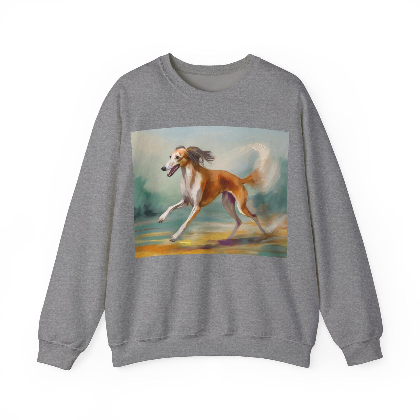 Saluki 'On the Run' Unisex 50/50 Crewneck Sweatshirt