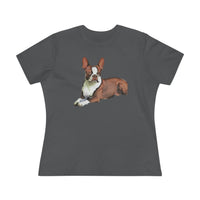 Boston Terrier Brown & White Women's Relaxed Cotton Tee