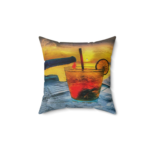 Happy Hour on Sifnos (Greece)  -  Spun Polyester Throw Pillow