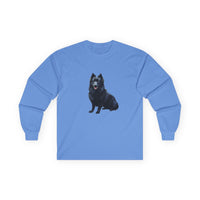 Schipperke Unisex Long Sleeve Cotton Tee with Adorable Dog Print - Perfect for Pet Lovers!