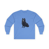 Schipperke Unisex Long Sleeve Cotton Tee with Adorable Dog Print - Perfect for Pet Lovers!