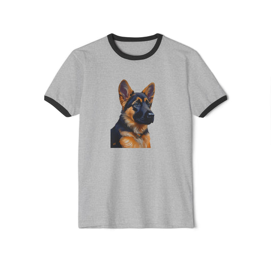 German Shepherd Puppy Classic Cotton Ringer T-Shirt