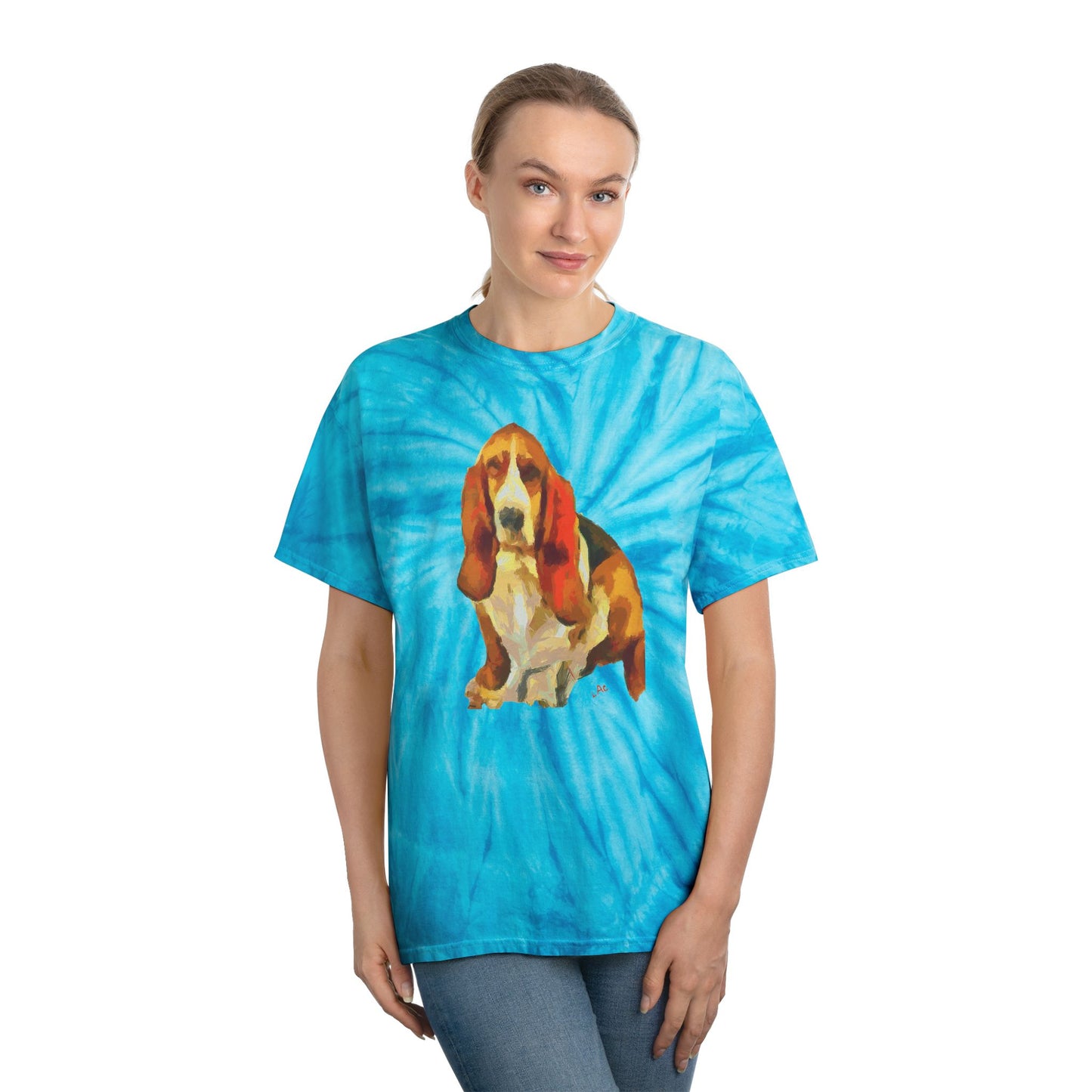 Basset Hound 'Lautrec' Unisex Cotton Tie-Dye Tee, Cyclone