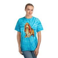 Basset Hound 'Lautrec' Unisex Cotton Tie-Dye Tee, Cyclone - Art for the Soul