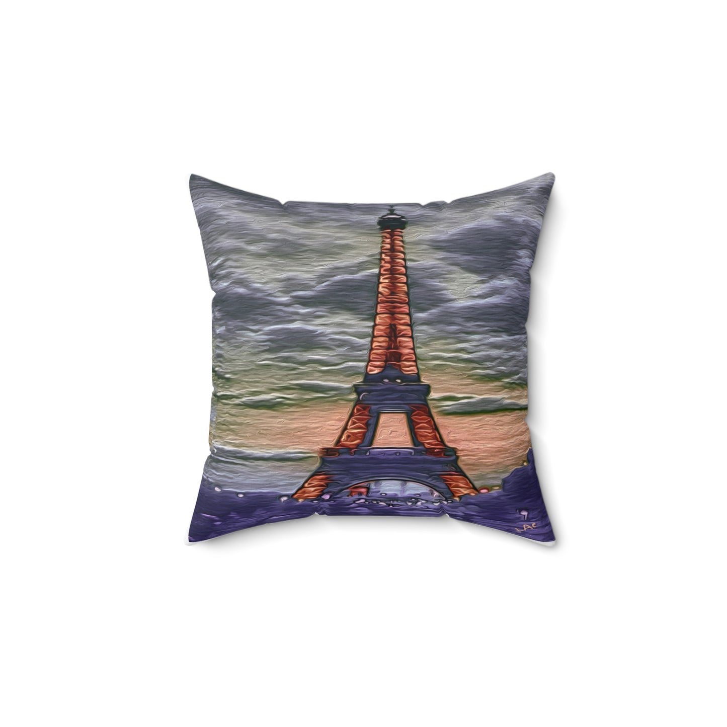 Eiffel Tower Sunset - Spun Polyester Throw Pillow