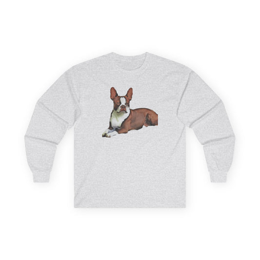 Boston Terrier - Brown & White Unisex Classic Cotton Long Sleeve Tee