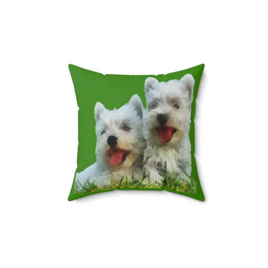West Highland Terrier - Westie - Spun Polyester Throw  Pillow