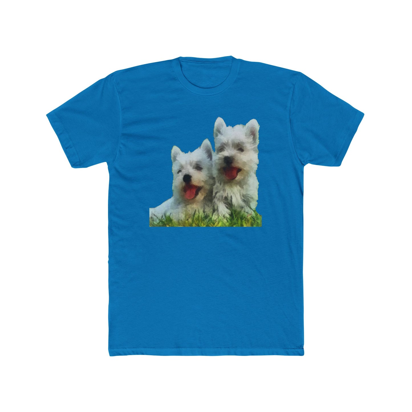 Elegant West Highland Terrier Artistic Painting Men's Fitted Cotton Crew Tee