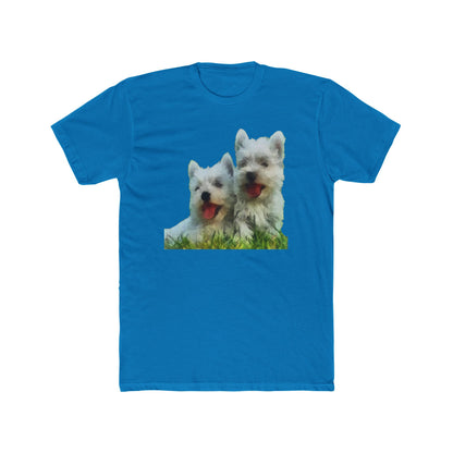 Elegant West Highland Terrier Artistic Painting Men's Fitted Cotton Crew Tee