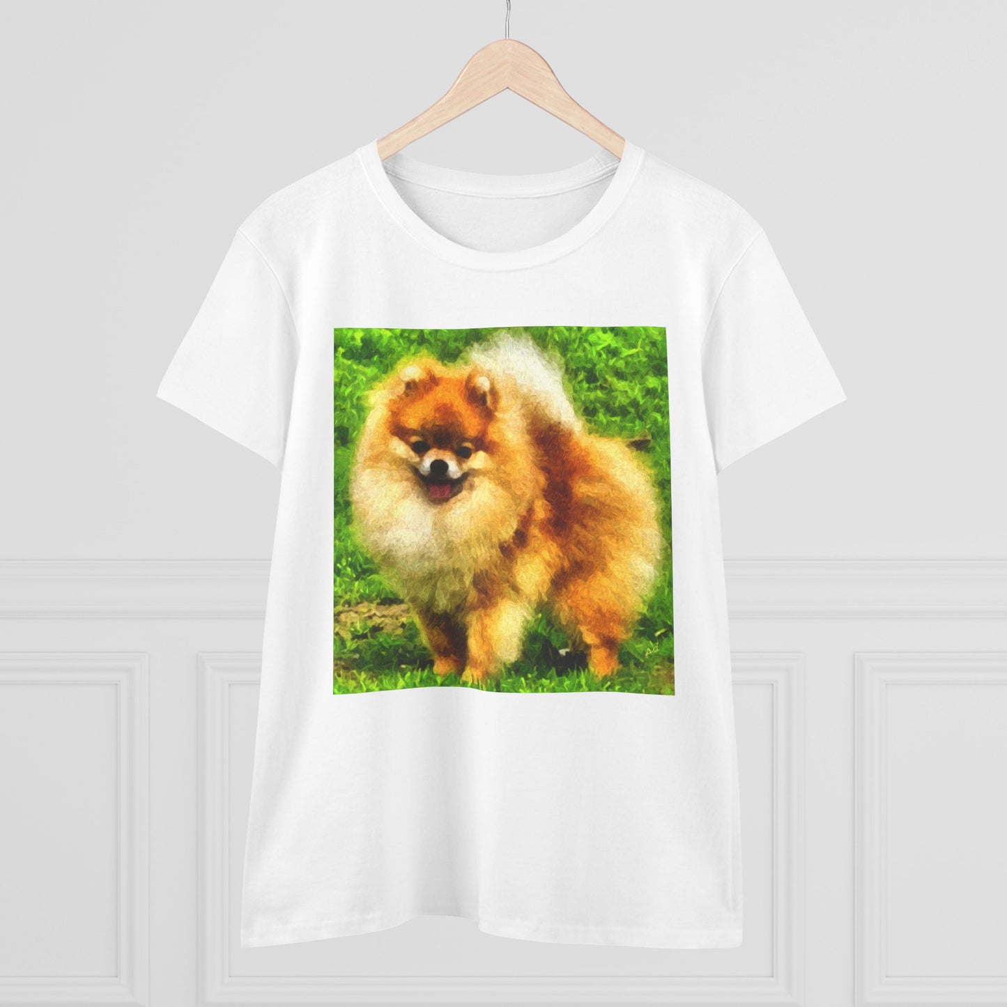 Pomeranian 'Pom Pom' Women's Midweight Cotton Tee