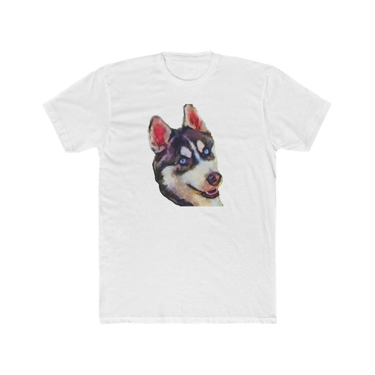 Siberian Husky 'Iditarod' Men's Fitted Cotton Crew Tee