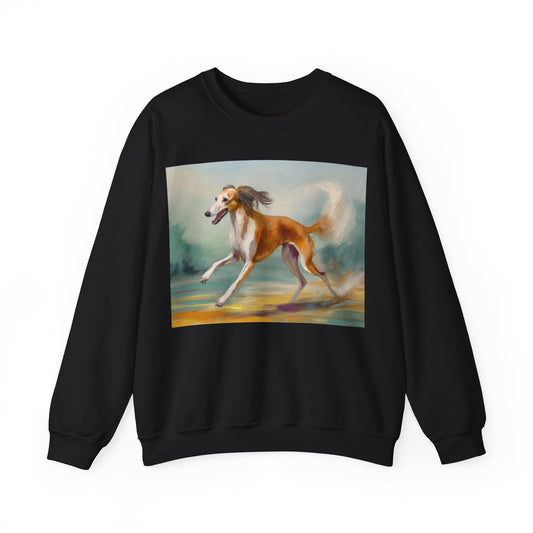 Saluki 'On the Run' Unisex 50/50 Crewneck Sweatshirt
