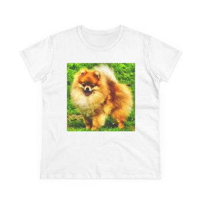 Pomeranian 'Pom Pom' Women's Midweight Cotton Tee