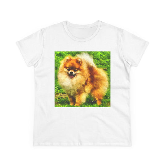 Pomeranian 'Pom Pom' Women's Midweight Cotton Tee