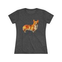 Elegant Essence: Pembroke Welsh Corgi Artistic Painting Women's Fitted Triblend Tee