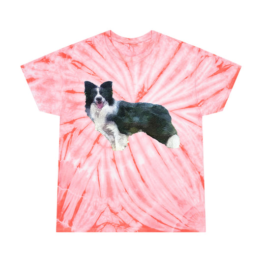 Border Collie '#1' Cyclone Tie-Dye Unisex Cotton Tee