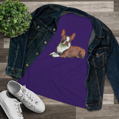 Boston Terrier Brown & White Women's Relaxed Cotton Tee