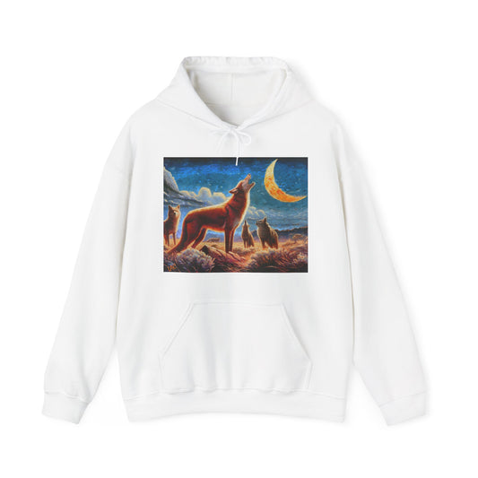 Coyotees in Moonlight Unisex 50/50 Hooded Sweatshirt