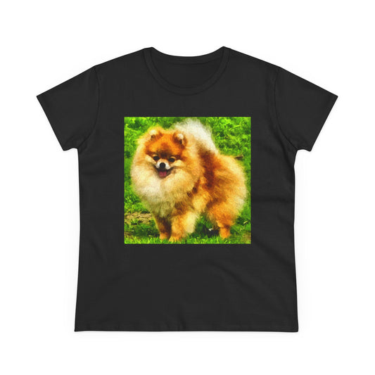 Pomeranian 'Pom Pom' Women's Midweight Cotton Tee