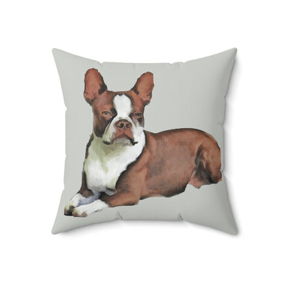 Boston Terrier 'Seely' Spun Polyester Throw Pillow