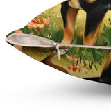 Black & Tan Shiba Inu  -  Spun Polyester Throw Pillow